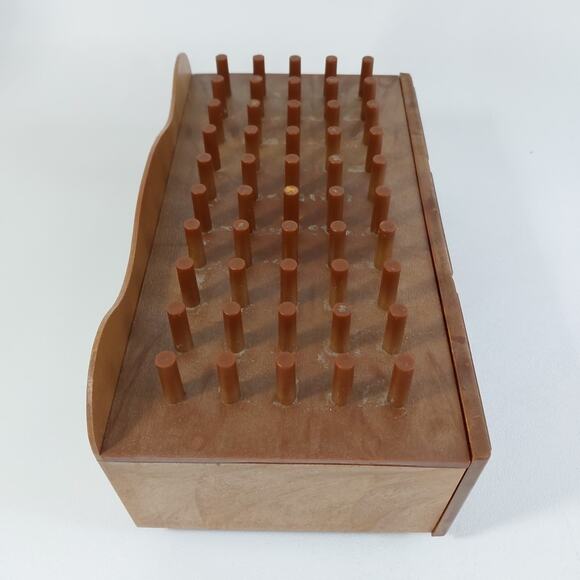 Vintage Sewing Bobbin Box with Drawer Brown Plastic Craft Storage - Picture 5 of 5